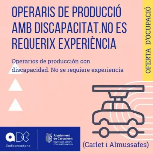 Operarios/as de producción para el sector alimentación (Carlet) y automoción (Almussafes) (Ref.073)