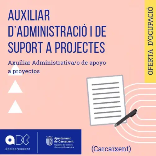 Auxiliar d’Administració i de Suport a Projectes (Carcaixent)(Ref.128)