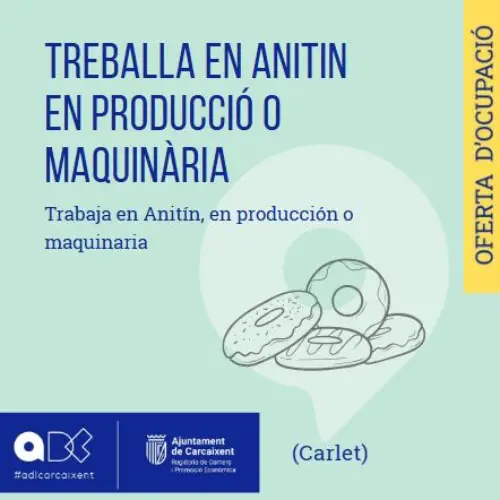 Operari/ària de Producció en  Anitín – Manipulat o Maquinària (Carlet ) (Ref.154)