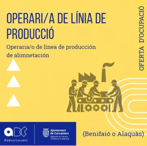 Operari/a de línia de producció (Benifaió i Alaquàs) (Ref.172)