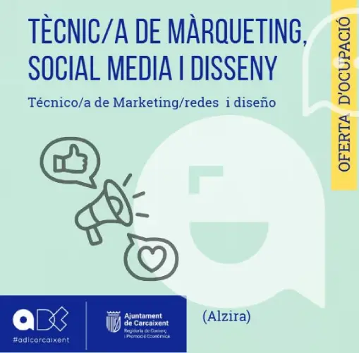 Tècnic/a de Màrqueting, Social Media i Disseny (Alzira) (Ref.187)