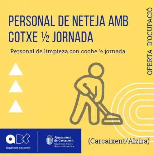 Personal de neteja  amb cotxe (Carcaixent i Alzira) (Ref.204)